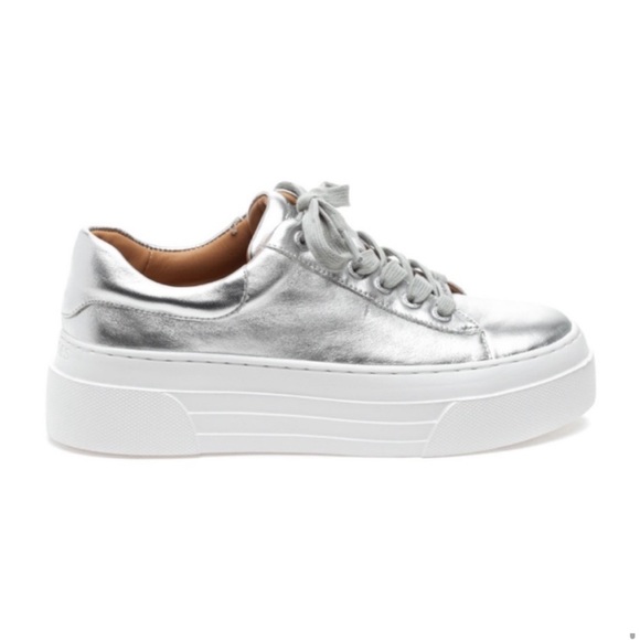 J/SLIDES Shoes - NWT J/SLIDES AMANDA Silver Leather Sneaker